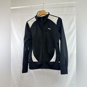 Black Puma Zip-Up Jacket with White Accents, size small